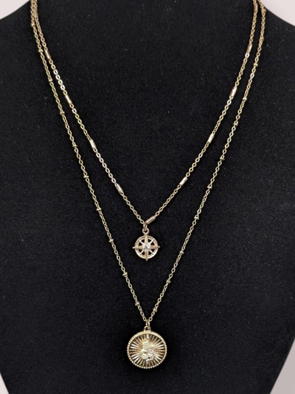 (2/$20) 2-Strand Metal Pendant Necklace